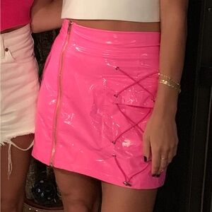 Pleather Pink Women's Skirt